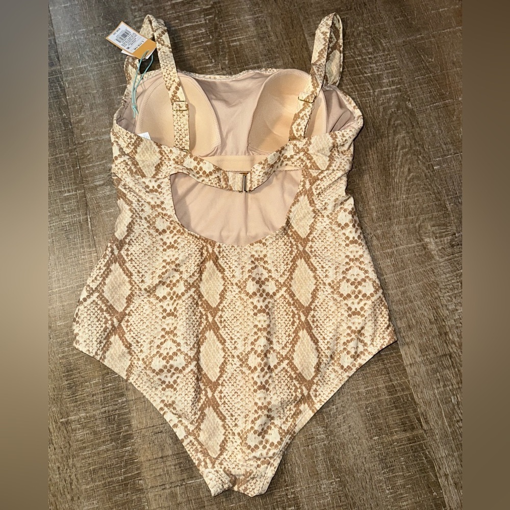 Kona Sol NWT Snake Print One Piece Swimsuit - Brown and Tan - Picture 3 of 9